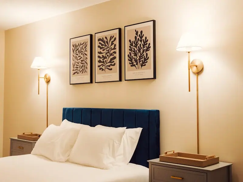 The Atelier King with clean lines and floor-to-ceiling drapery